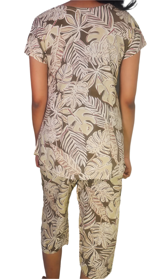 🌿 Earthy Tropical Leaf Print Co-ord Set 🍃