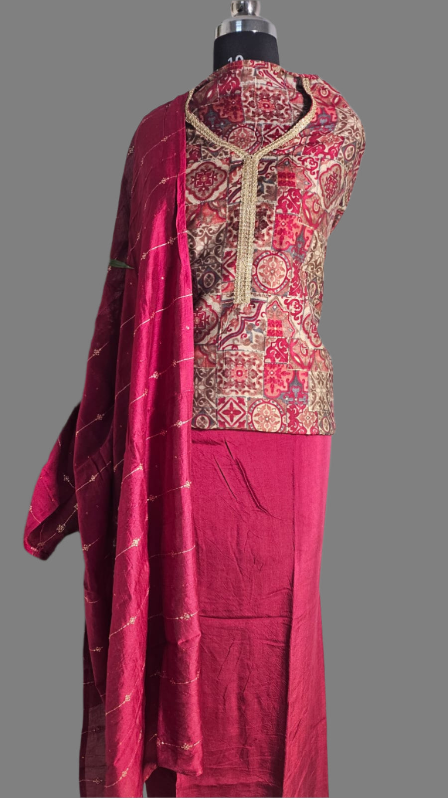 π Maroon & Gold Printed Suit Set π