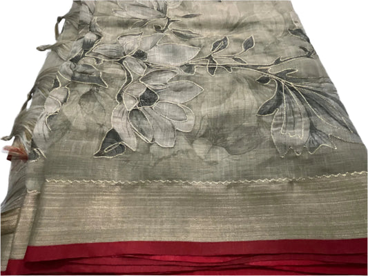 Elegant Semi Silk Saree with delicate applique handwork