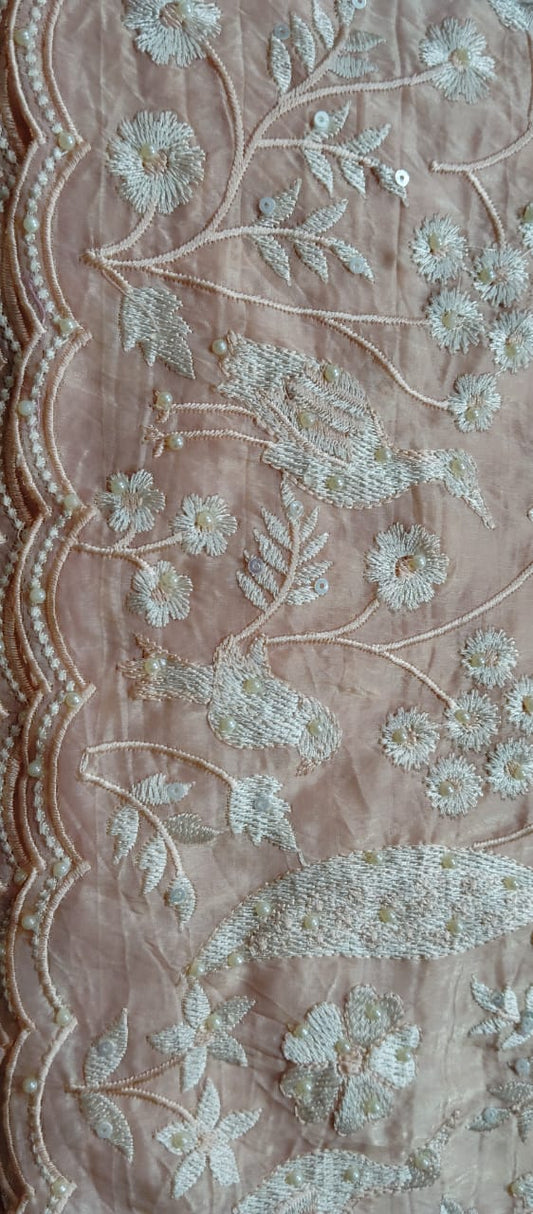 Elegant Embroidered Tissue Silk Saree – A Timeless Beauty