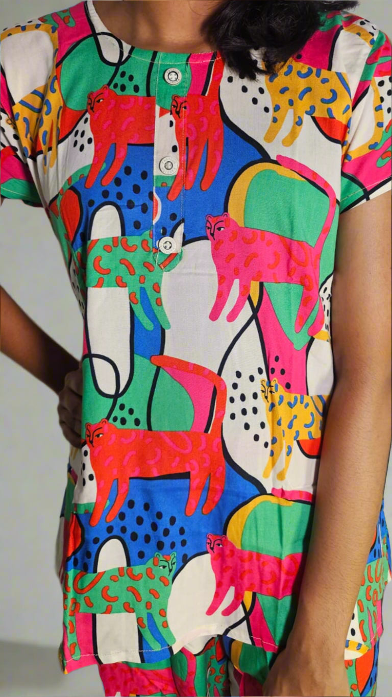 अमूर्त पशु प्रिंट को-ऑर्ड सेट