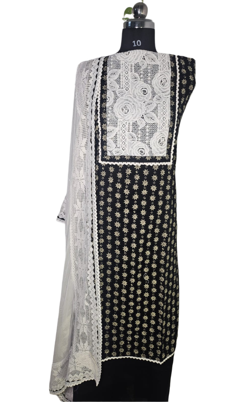 🖤 Classic Black & White Lace Suit – Timeless Elegance 🤍