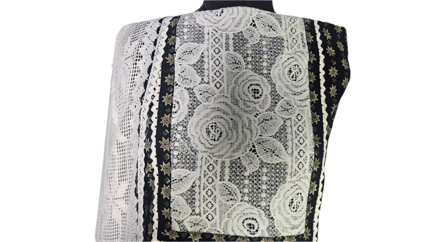 🖤 Classic Black & White Lace Suit – Timeless Elegance 🤍