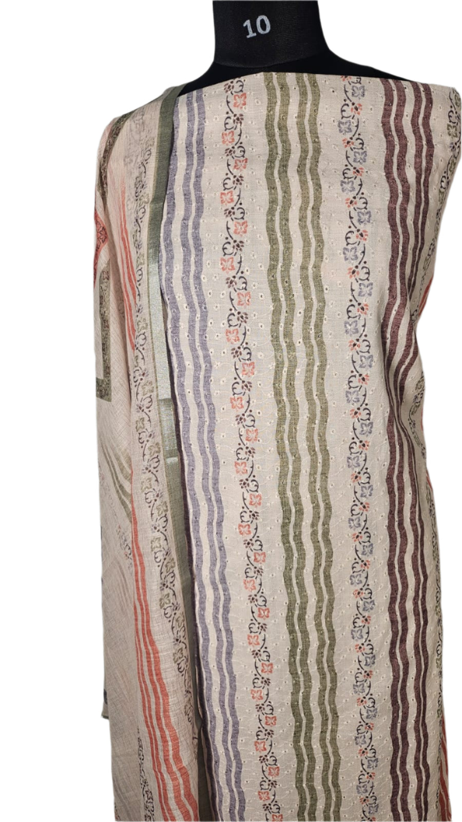 🌿 Subtle Elegance – Handcrafted Multicolored Cotton Hakoba Suit 🌸