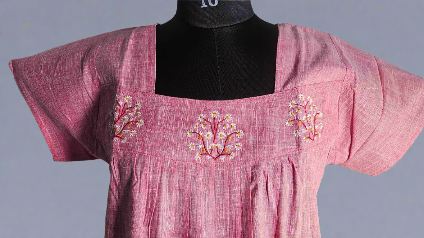 🌸 Elegant Mulmul Cotton Comfort Nightie – Soft, Stylish & All-Season Wear 🌸