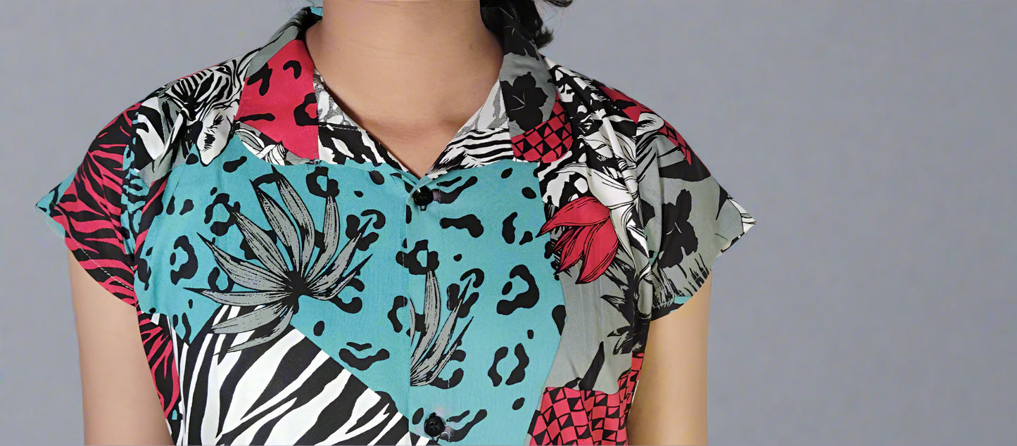 रंगीन अमूर्त पुष्प प्रिंट के साथ सफेद को-ऑर्ड सेट 