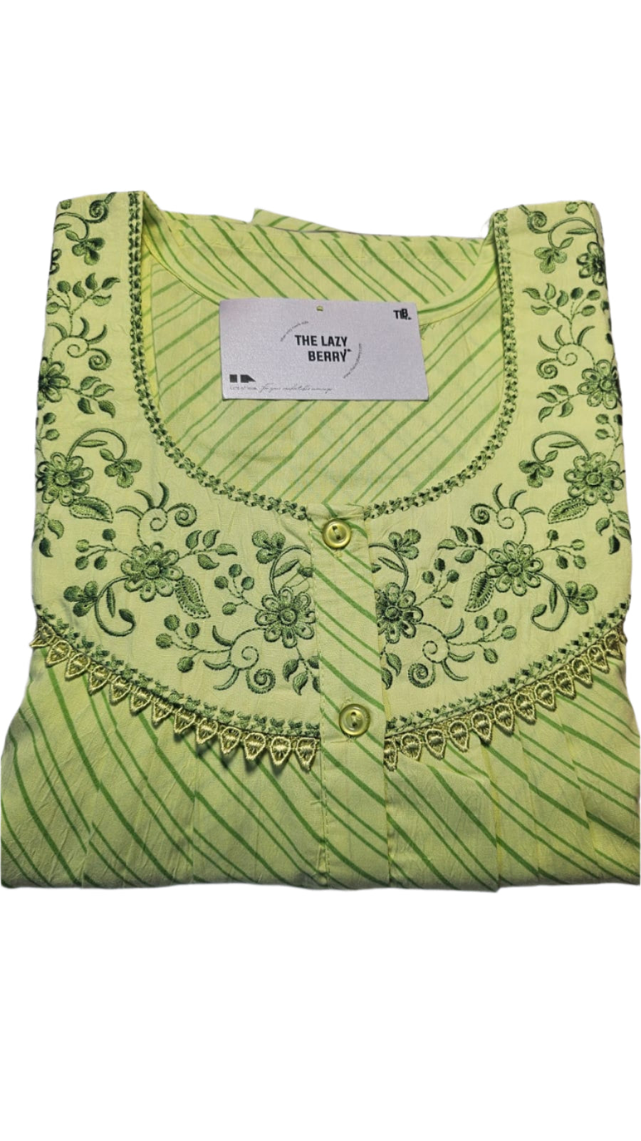 ऑफ-व्हाइट आर्किड किस के साथ मैजेंटा पुष्प प्रिंट फ्रिल्ड नाइटी।