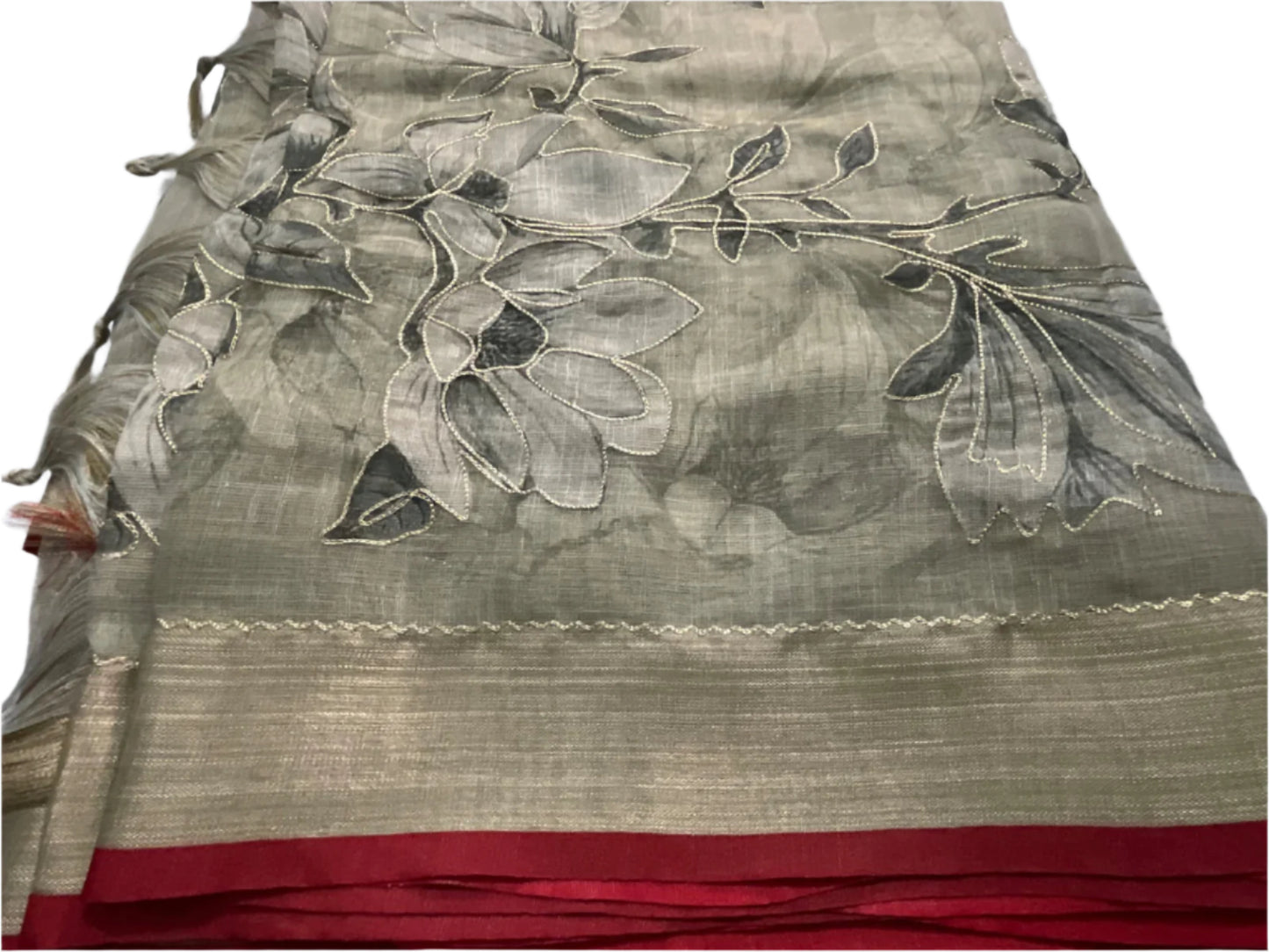 Elegant Semi Silk Saree with delicate applique handwork