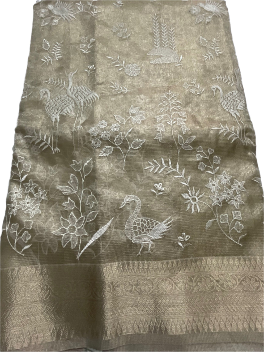 ✨ Elegant Tissue Silk Saree with Intricate Embroidery ✨