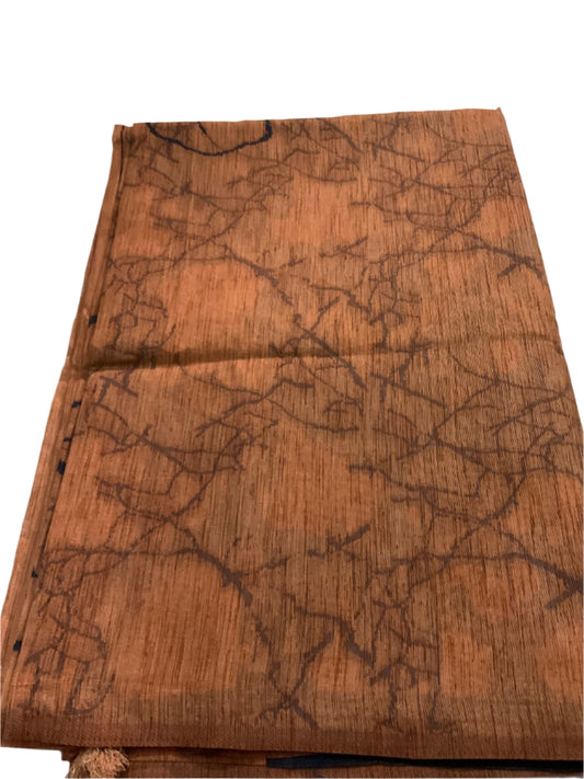 Terracotta colour tassar silk Elegant Saree