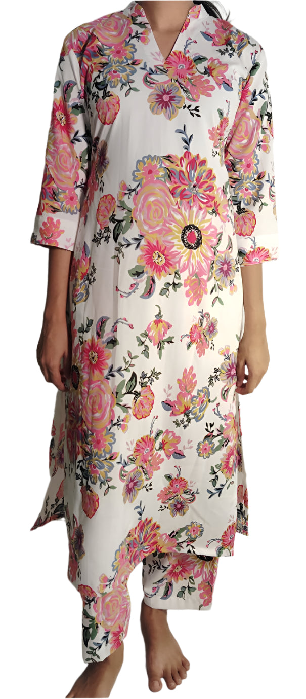 Floral Bliss Cotton Co-ord Kurta Set