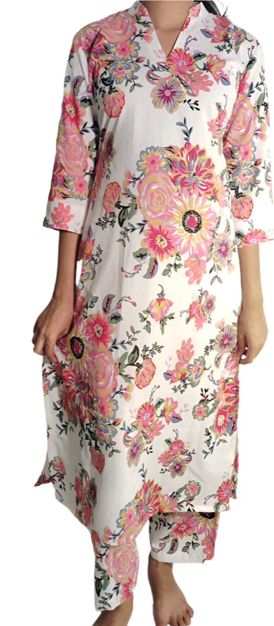 Floral Bliss Cotton Co-ord Kurta Set